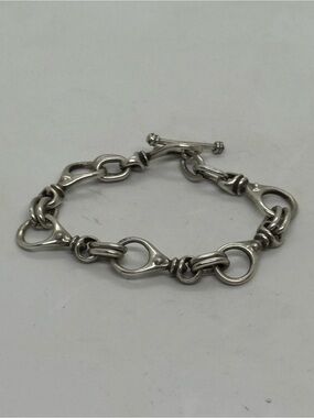 Vintage Sterling Silver Toggle Link Bracelet Modernist Artisan Chain  40.2g
